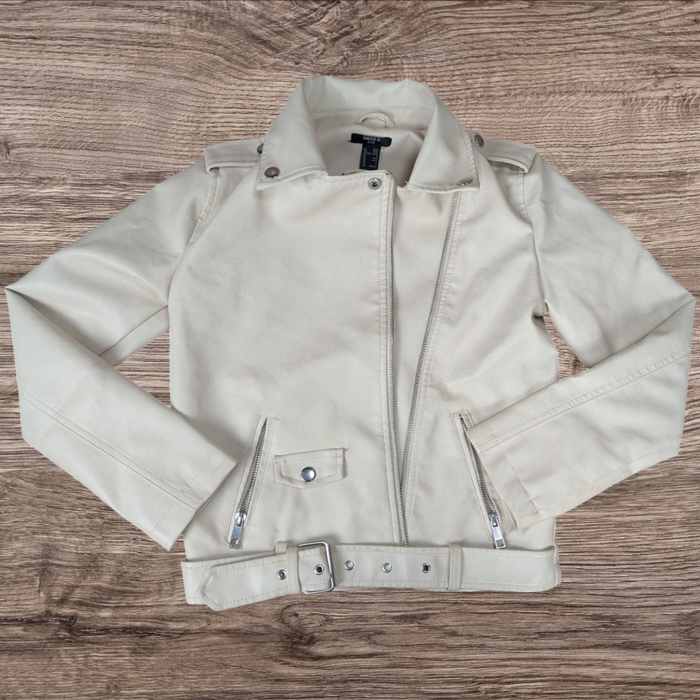 Forever 21 | Cream | Kids Faux Leather Jacket | Size 12